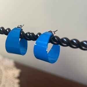 Vintage Blue Half Hoop Earrings